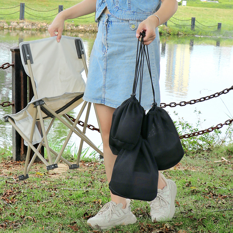 加厚透气网布收纳袋三明治圆筒束口袋结实耐磨轻便户外锅具保护袋 - 图2