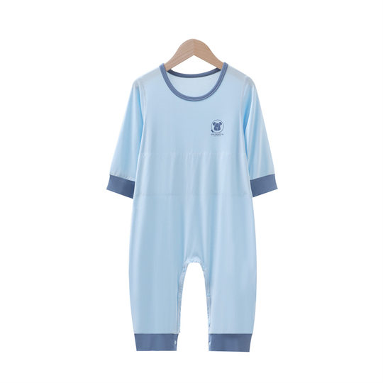 Pijamas de una Pieza para niños, protección del Vientre de Doble Capa Modal para niños, Sacos de Dormir antipatadas, Pijamas de Seda de Hielo para niñas, Ropa para el hogar