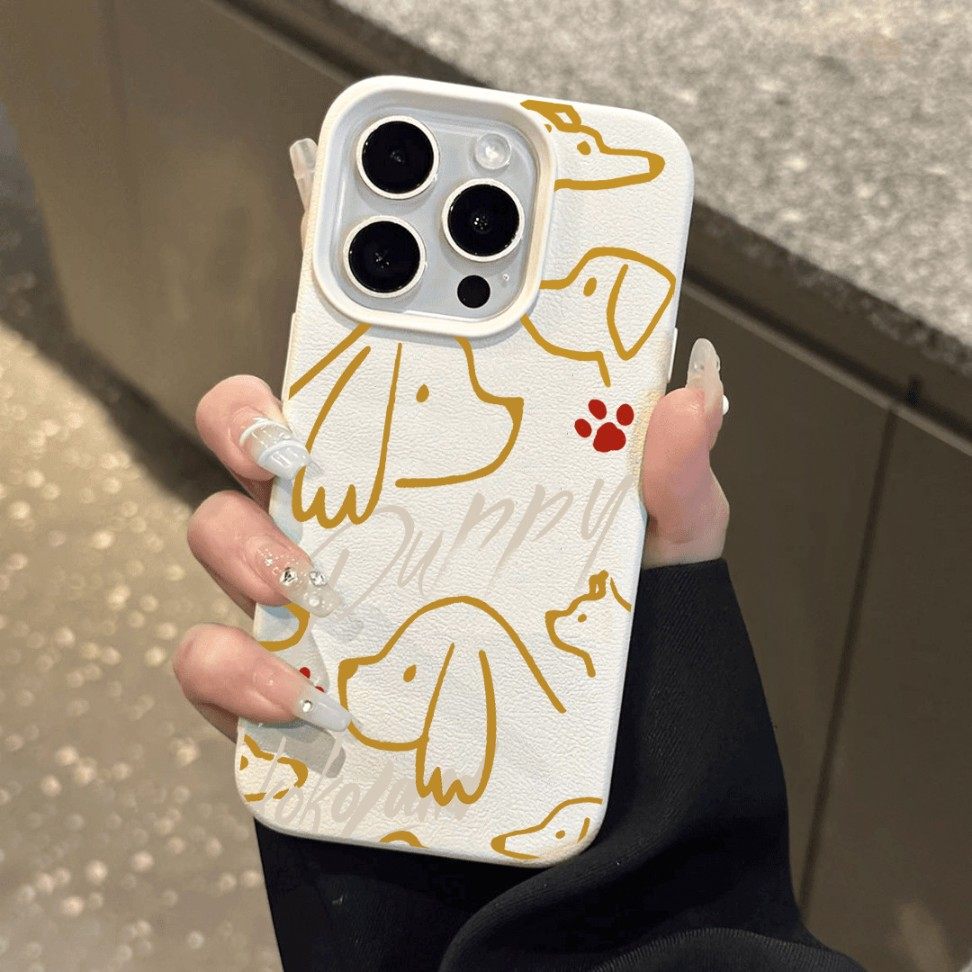 黄色线条狗适用OPPOreno12手机壳reno11pro卡通reno10皮纹OPPO防摔5/6/7/8男9女款a2Pro软壳a96保护k9s套pr - 图2