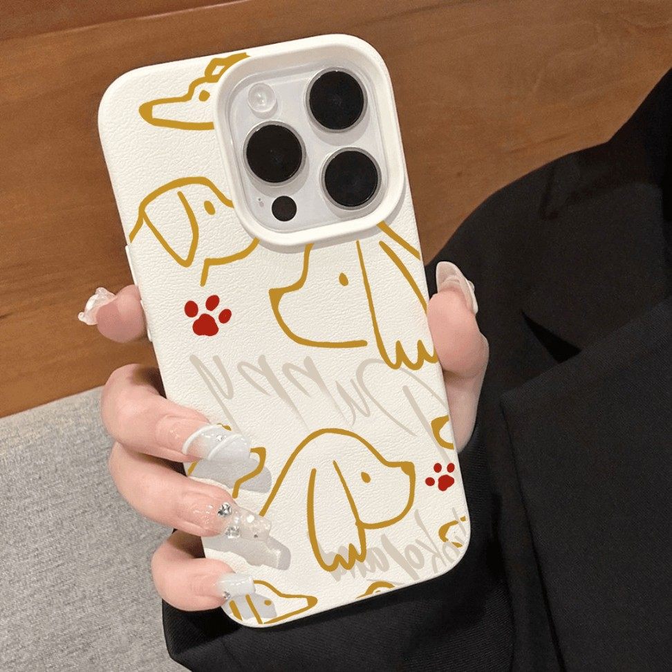 黄色线条狗适用OPPOreno12手机壳reno11pro卡通reno10皮纹OPPO防摔5/6/7/8男9女款a2Pro软壳a96保护k9s套pr - 图0