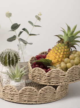 现代简约收纳筐手工编织纸绳置物篮桌面杂物收纳整理家居创意摆件