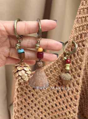 原创手作中药红腾片橡果钥匙扣