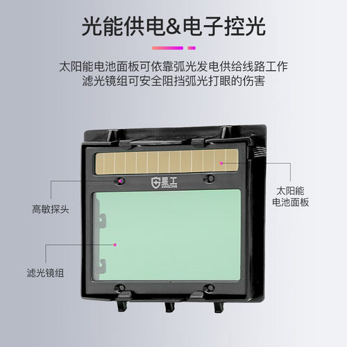星工电焊面罩头戴式自动变光太阳能滤波焊帽子氩弧焊接便捷式眼镜 - 图2