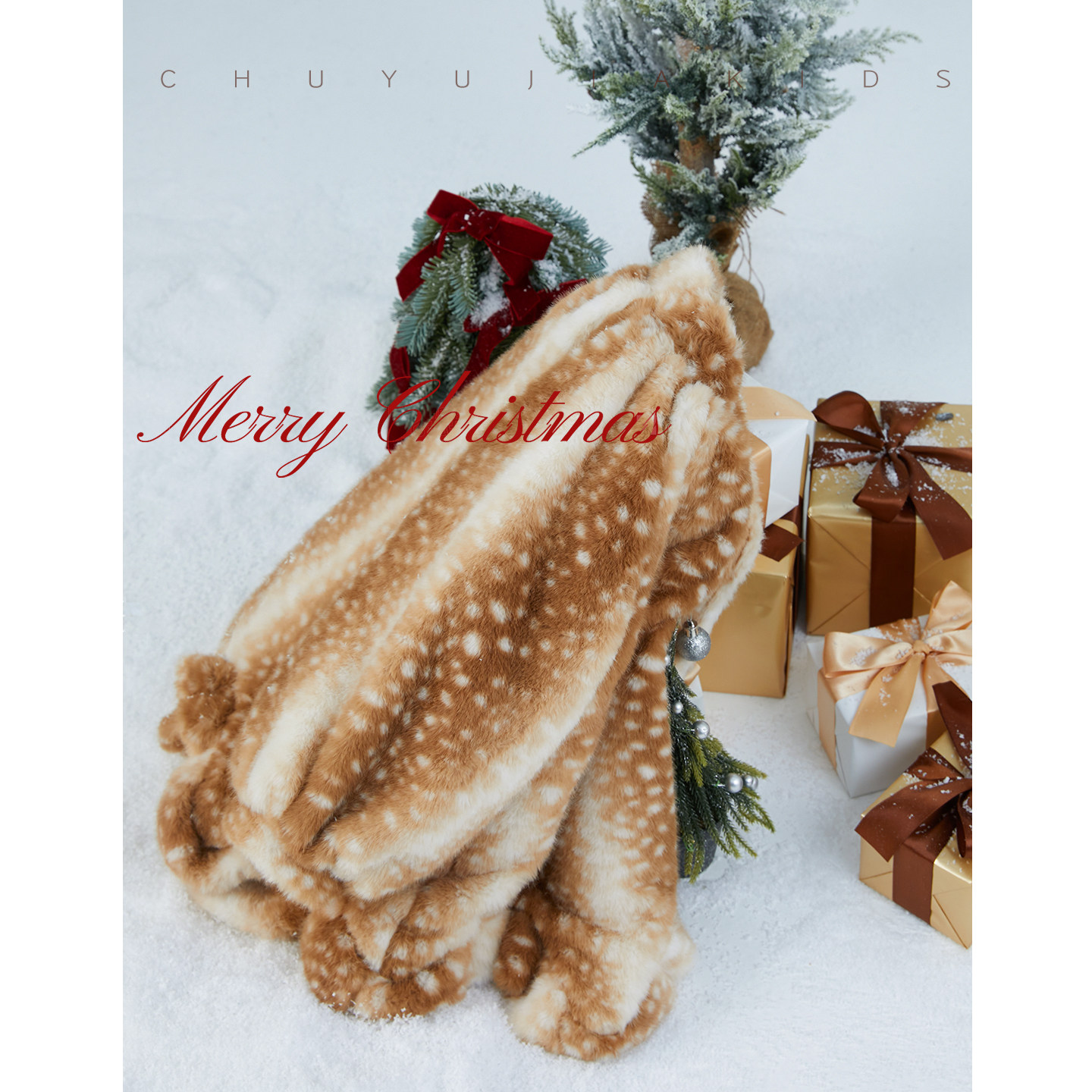 初羽家女童外套2025冬季儿童加绒加厚不掉毛鹿纹斑点皮草毛毛外套,淘宝优惠券,粉丝福利购,淘宝优惠卷