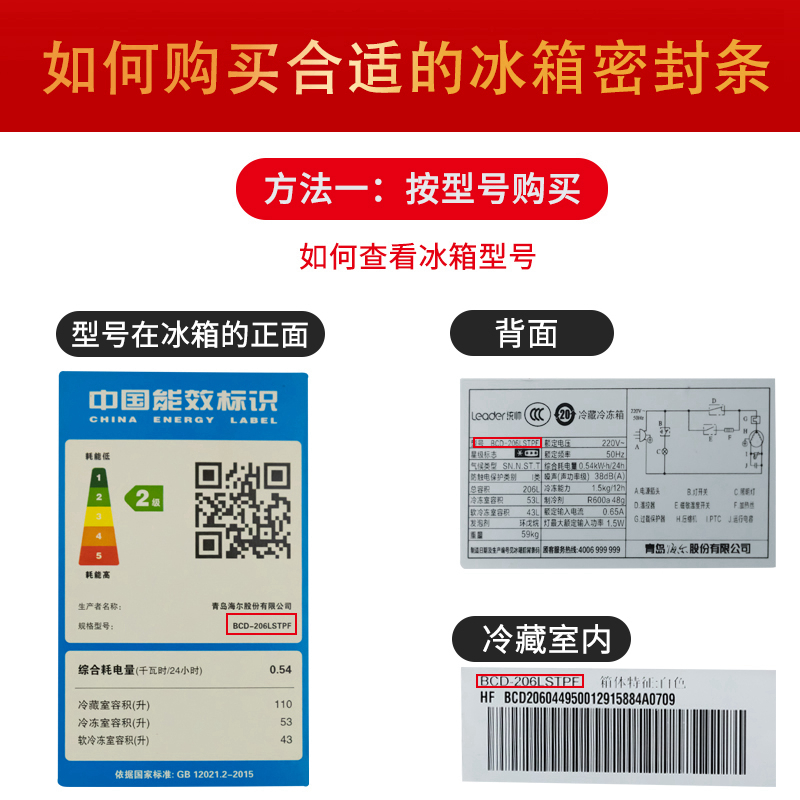 知乐适用美的BCD-196GSM（Q） 196GSMNA冰箱密封条门封条磁胶圈 - 图2