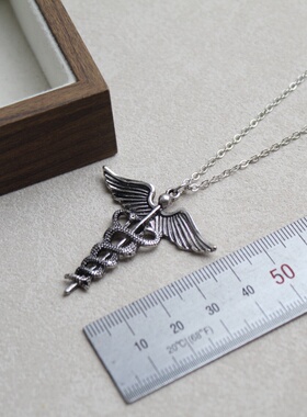 复古翅膀蛇形吊坠金属锁骨链