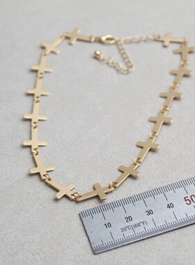 金色十字架choker项链女小众