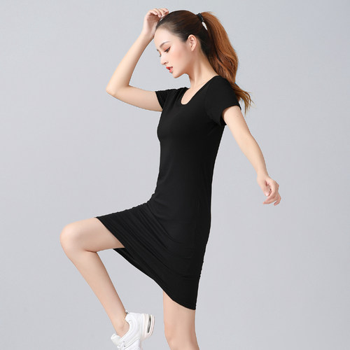 连衣裙女包臀裙2025新款显瘦迷彩收腰短袖大码休闲胖mmt恤裙夏季 - 图1