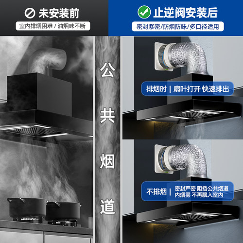 潜水艇止回阀烟道止逆阀厨房专用油烟机排烟管逆止阀烟道阀防烟宝 - 图0