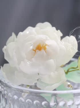 芍药现货桃花清酒原创发饰热缩花