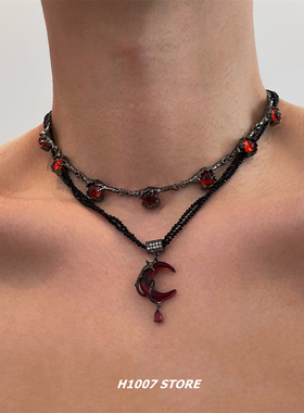 猩红狂歌 暗黑风女锁骨链男款项链高级小众设计毛衣链嘻哈风颈链