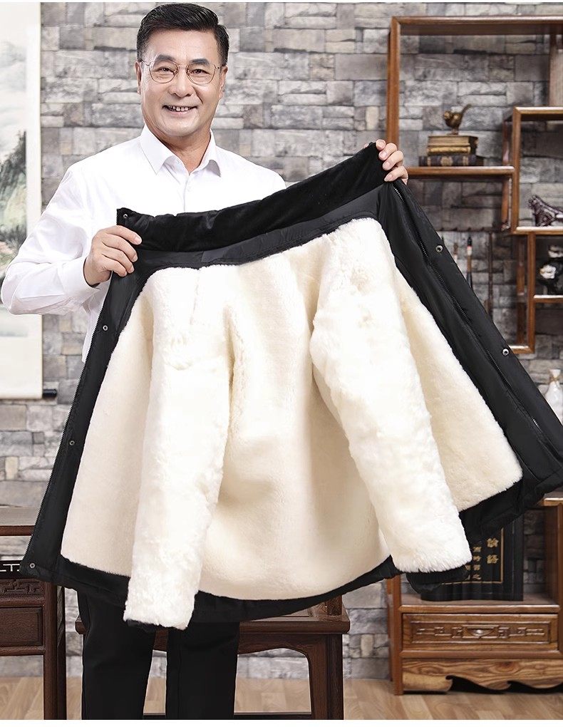 皮毛一体羊皮袄外套羊毛棉袄男劳保加厚棉服可拆卸棉衣工装执勤服,淘宝优惠券,粉丝福利购,淘宝优惠卷