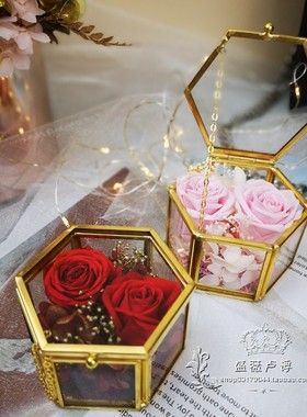 diy玻璃几何风翻盖首饰永生花