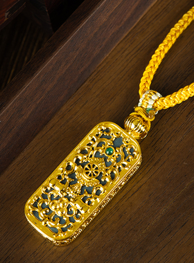 男女吊坠黄铜材质药师黄财神手绘