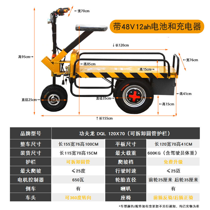 电动车四轮载货正骑反骑周转平板快递物流定制改装农用三轮功夫龙