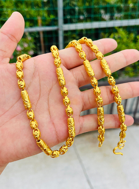 黄金项链光珠闪砂链子999足金包银项链男空心金链子金店同款送礼