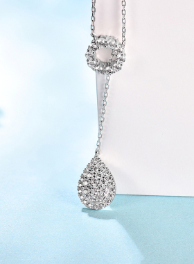 卓蝶珠宝纯银镀18k项链镶钻吊坠