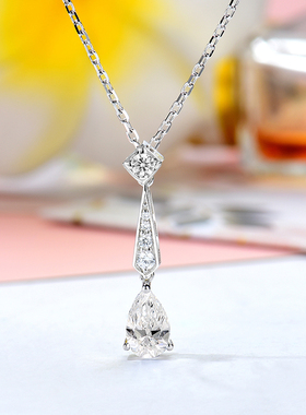 精工品质纯银镀金水滴钻石项链女