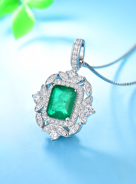 卓蝶珠宝纯银仿祖母绿奢华晚宴女