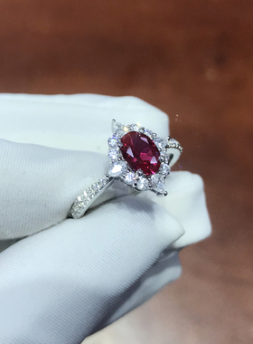 卓蝶珠宝仿红宝石戒指纯银饰定制
