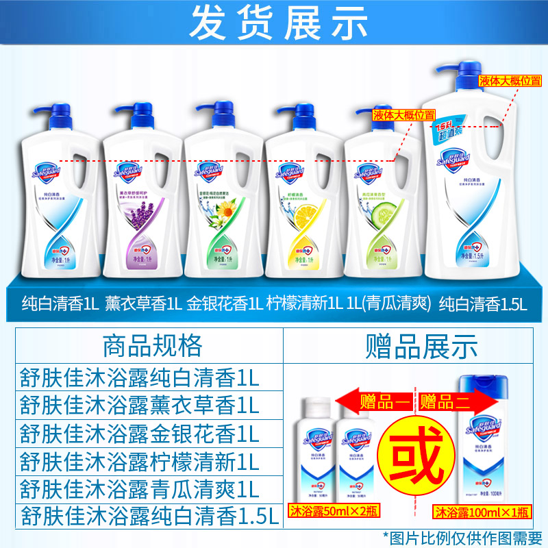 新丽家居专营店舒肤佳沐浴露液乳温和香体持久留香旗舰1升家庭装清香2