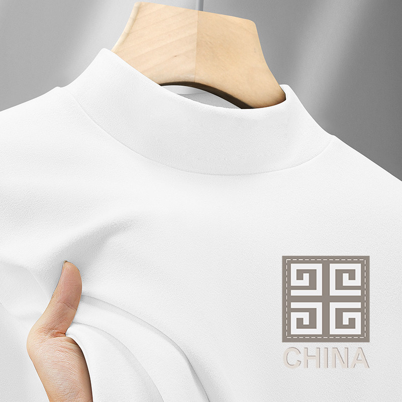 特价新款德绒半高领打底衫男士加绒加厚保暖内衣中领内搭长袖t恤