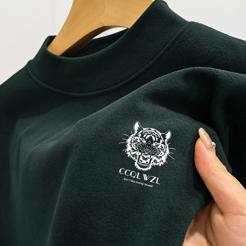 高端德绒加厚长袖t恤男士秋冬季潮流贴身保暖半高领打底衫上衣服