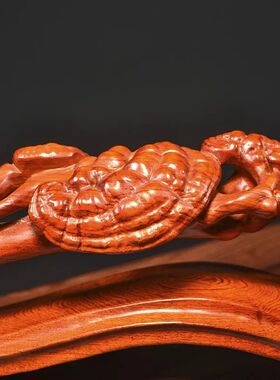 黑檀木雕摆件中式家居红木实木灵芝如意工艺品客厅装饰办公室礼品