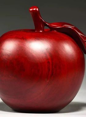 黑檀实木雕刻苹果摆件家居客厅装饰平安果工艺品摆设开业乔迁送礼