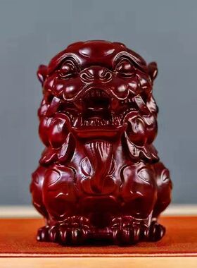 绿色实木麒麟雕刻摆件家居客厅办公室玄关装饰工艺品开业工艺送礼