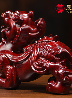 黑檀木雕貔貅摆件实一对家