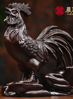 黑檀木鸡摆件实木制十二生肖鸡木雕公鸡礼物家居客厅装饰工艺品