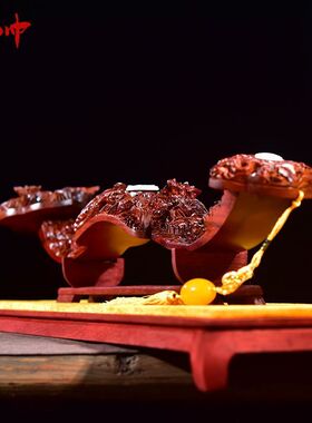 南美酸枝九龙如意实木雕如意摆件家居客厅办公室装饰品红木质如意