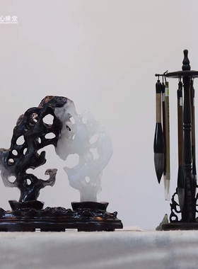 水墨太湖石心缘堂琉璃桌面送礼