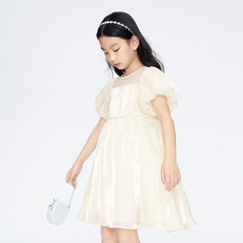 【商场同款】安奈儿童装女童礼裙夏新款泡泡袖公主裙AG423778 - 图1