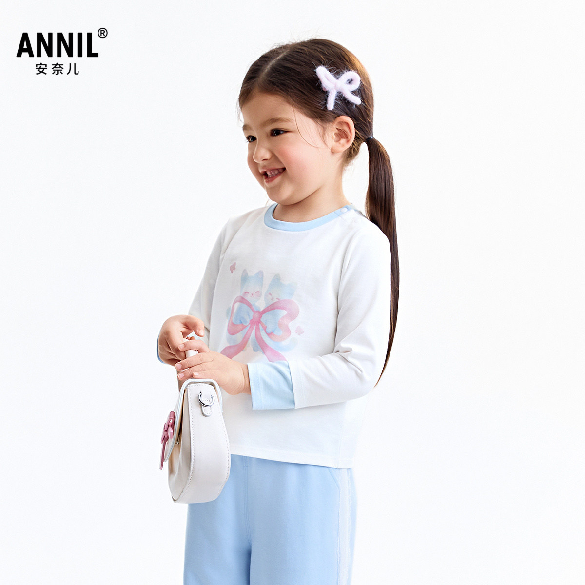 【商场同款】安奈儿童装女童圆领长袖T恤秋新款甜美XG531220,淘宝优惠券,粉丝福利购,淘宝优惠卷