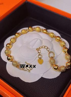 合金手链 大珠珠手链光珠手链素款轻奢磨砂时尚百搭气质手链简约