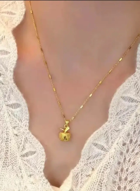 合金项链 古法精致平安果时尚百搭气质简约精美项链轻奢小众