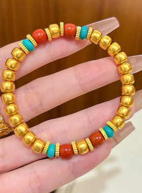 合金手链 时尚气质绿珠单圈手链休闲百搭经典款民族风手工手串