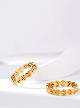 合金戒指 胖妹妹大码饰品素款简约气质大号闭口钱串戒指