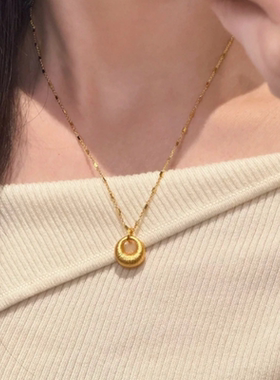 合金项链  精工高版本小金托项链时尚百搭小众简约古法轻奢气质