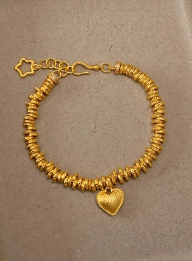 合金手链 简约拉丝爱心錾刻盘缠星星手链气质轻奢百搭时尚素款