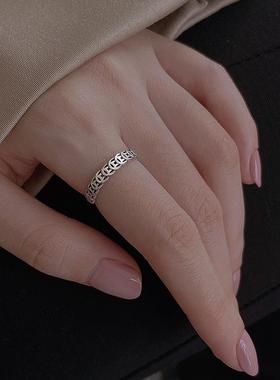 合金戒指 个性男女小众复古百搭时尚戒指简约冷淡风手工做旧素款