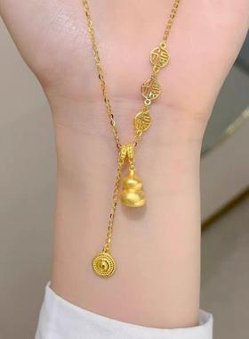 合金项链 新中式流苏福字葫芦项链百搭精致小锁骨链国风复古时尚