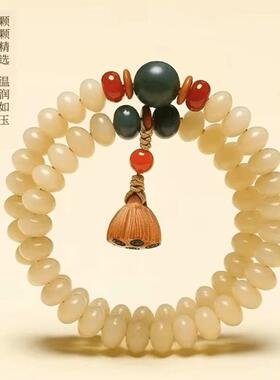 非金属亚克力手链 时尚奶油白菩提双圈莲蓬手链大气时尚气质复古