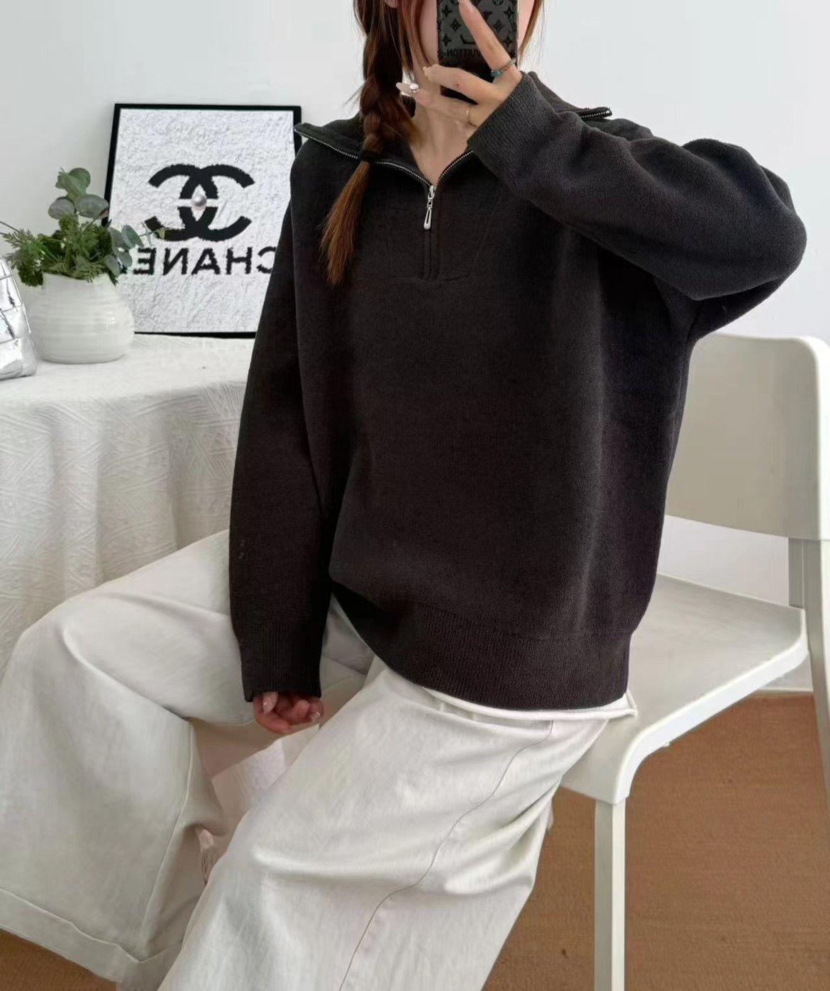 81096蓝粒绒针织厚款长袖秋冬季常规款毛针织衫打底连帽毛衣,淘宝优惠券,粉丝福利购,淘宝优惠卷