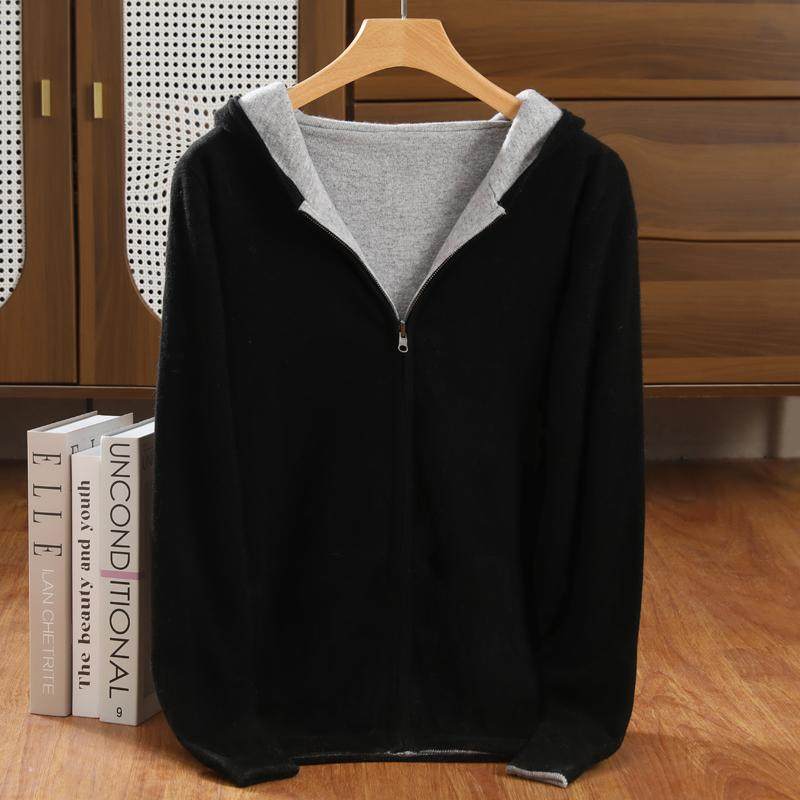 双面可穿加厚100%纯羊毛开衫外套男装秋冬新款针织衫连帽毛衣外穿,淘宝优惠券,粉丝福利购,淘宝优惠卷