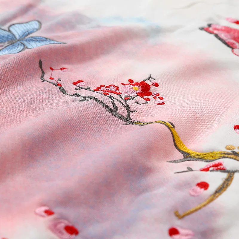 Japanese hoody, hat, gradient, with embroidery