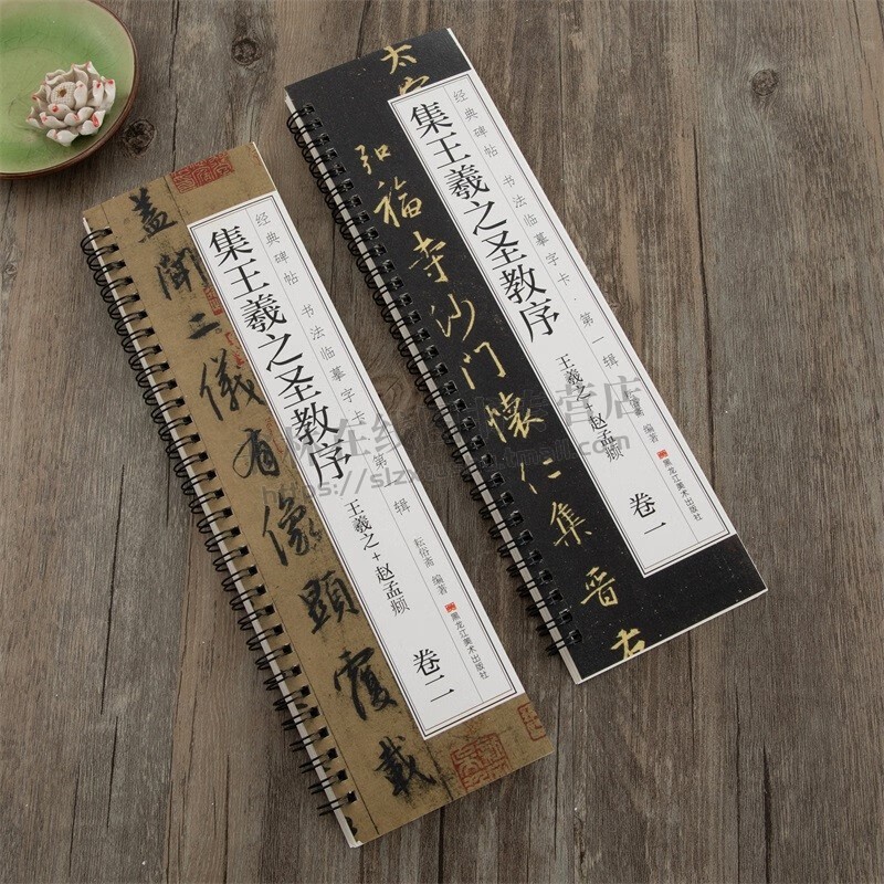 经典碑帖书法临摹字卡唐怀仁集王羲之书圣教序(卷一卷二)赵孟頫临集王圣教序大唐三藏集字高清墨迹本行书毛笔书法字帖