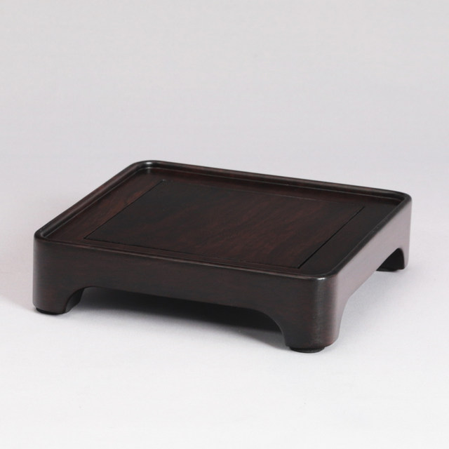 Ebony solid wood square rectangular vase bonsai jade seal teapot porcelain antique Buddha statue base wooden holder